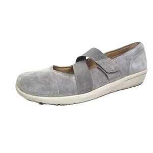 Vionic Shelby Gray Womens Size 8 Suede Leather Mary Jane Flats Walking Shoe